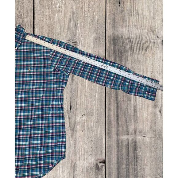 Polo Ralph Lauren Shirt Men’s XL Blue Green Plaid Long Sleeve Blue Pony - Picture 4 of 8